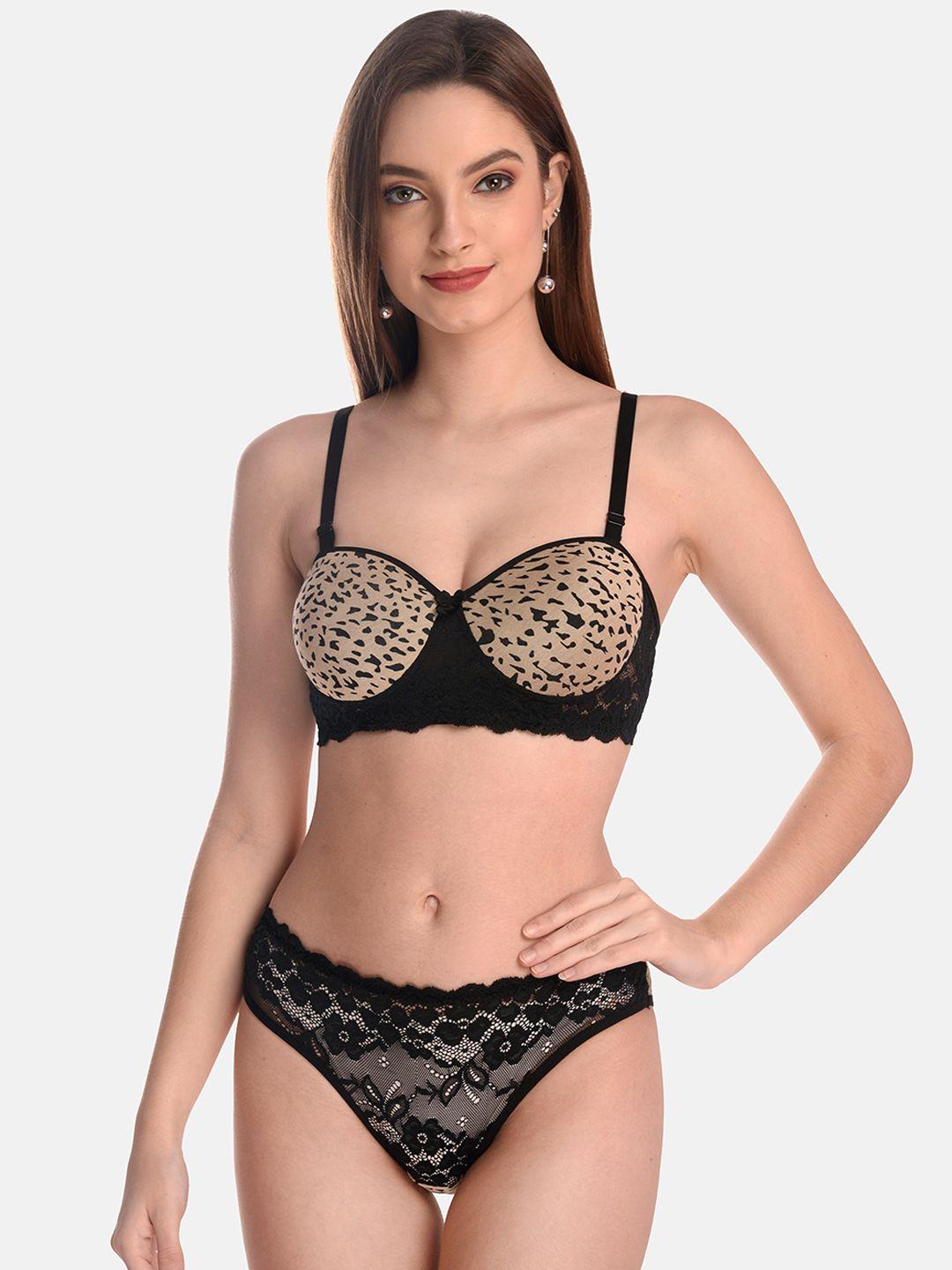 lotusleaf cheeta printed lace lingerie set lbp00271901-30b