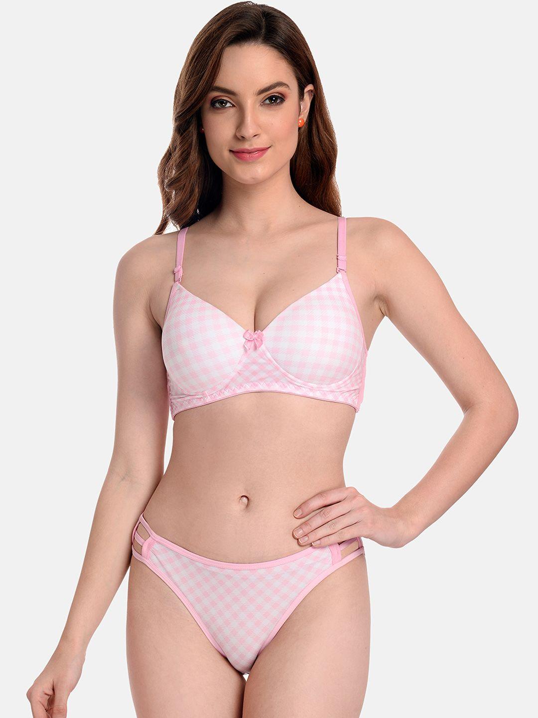 lotusleaf women checked lingerie set