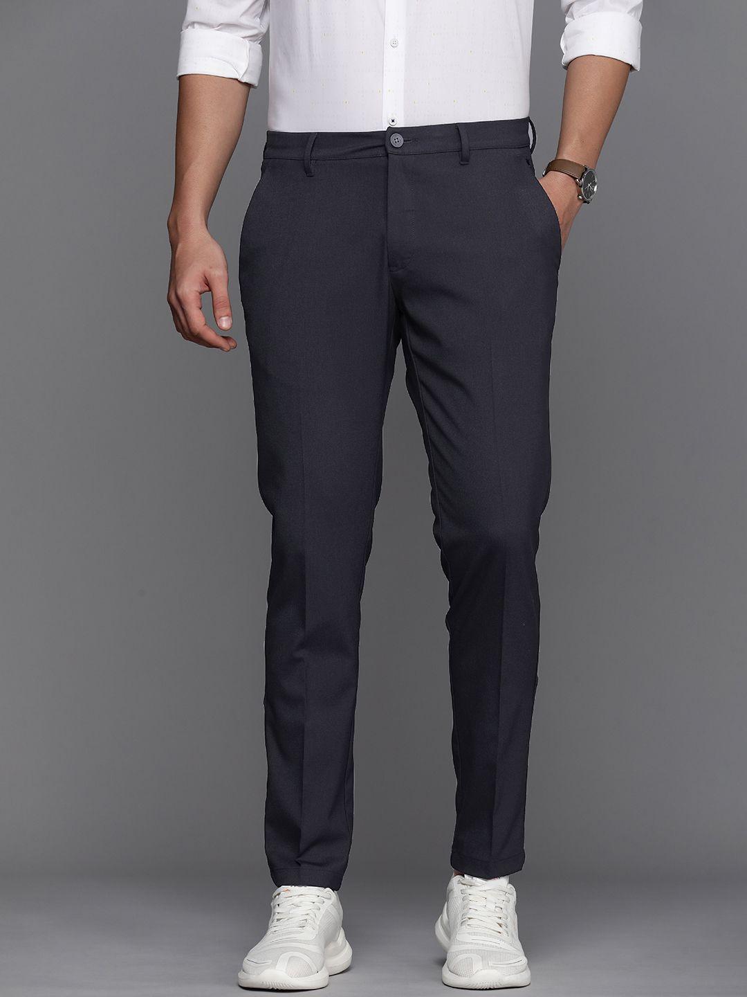 louis philippe ath.work men tapered fit smart casual trousers