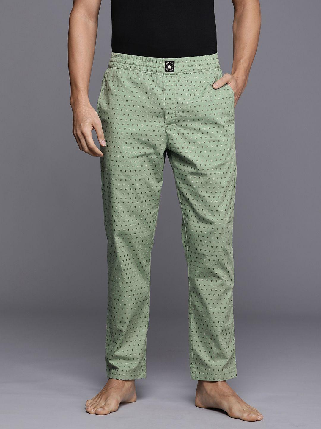 louis philippe athplay men pure cotton brand logo printed lounge pants