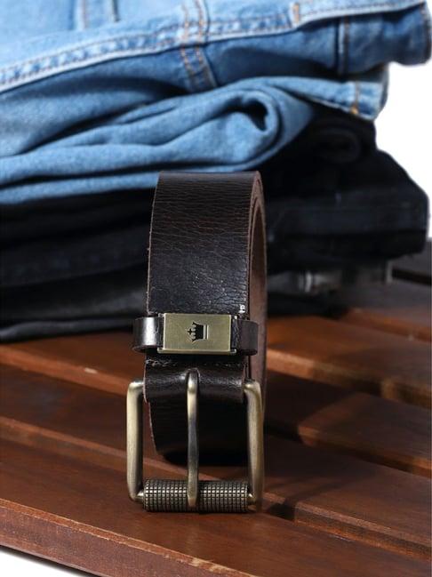 louis philippe black casual leather belt for men