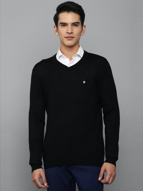 louis philippe black cotton regular fit sweater