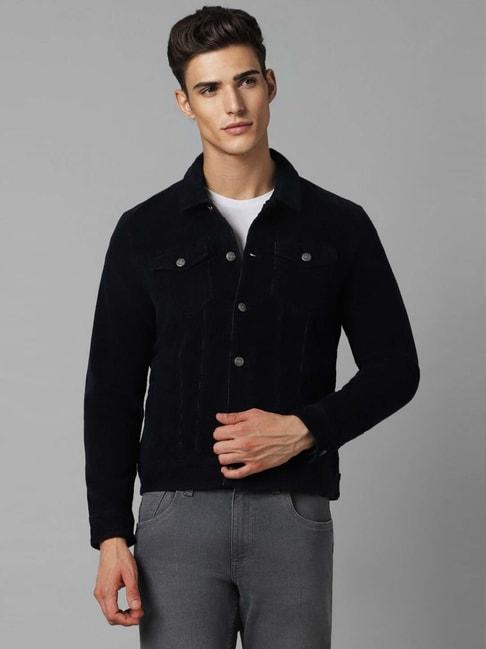 louis philippe black cotton slim fit jacket