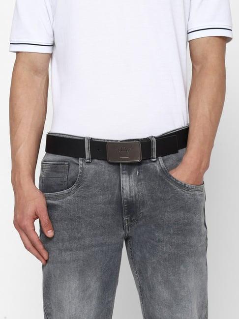 louis philippe black leather solid waist belt