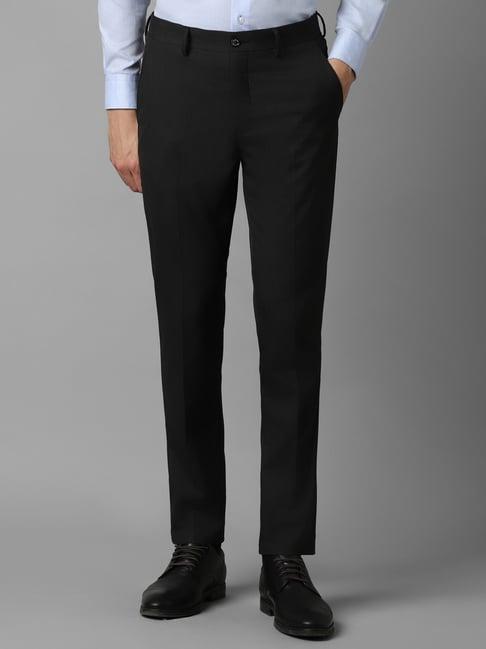 louis philippe black slim fit texture trousers