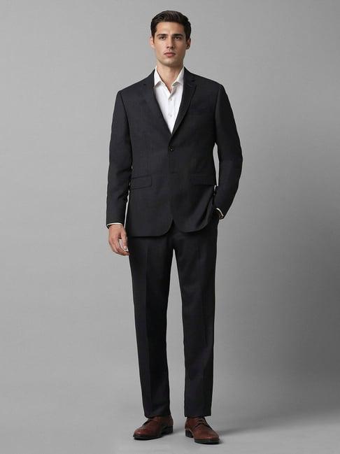 louis philippe black slim fit texture two piece suits