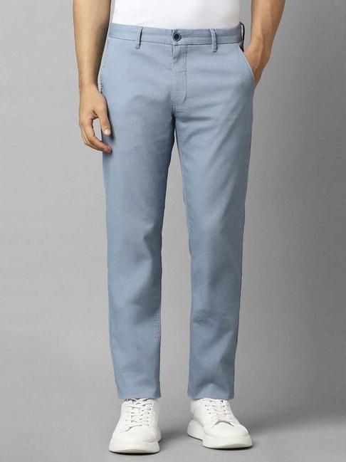 louis philippe blue slim fit texture trousers