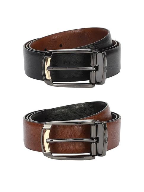 louis philippe brown & black leather reversible belt for men