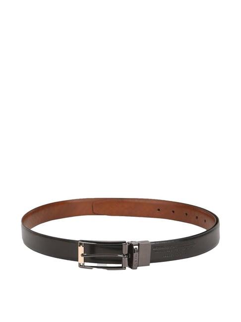 louis philippe brown leather printed reversible belt for men