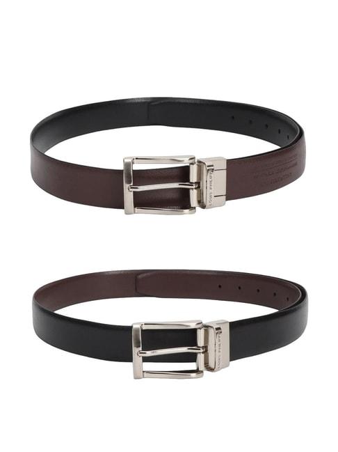 louis philippe brown leather solid reversible belt for men