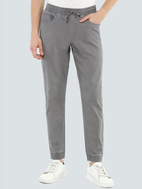 louis philippe grey cotton regular fit joggers