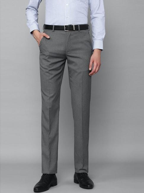 louis philippe grey slim fit texture trousers