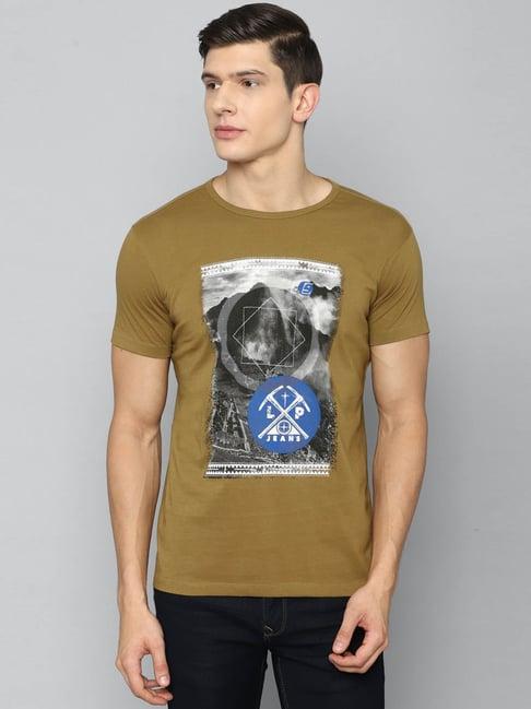 louis philippe jeans green slim fit printed t-shirt