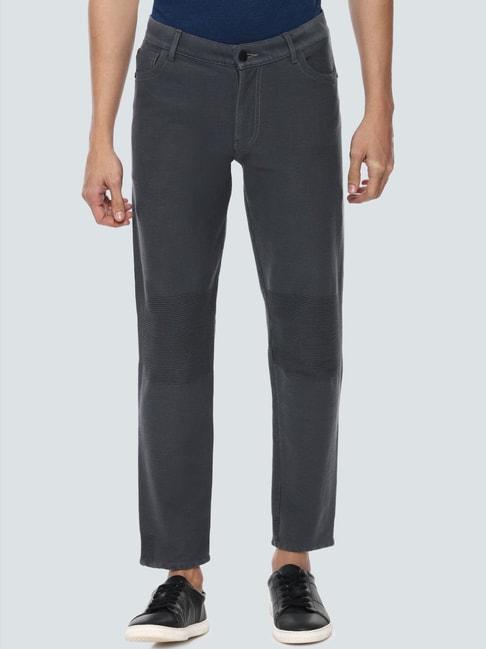 louis philippe jeans grey cotton slim fit striped jeans