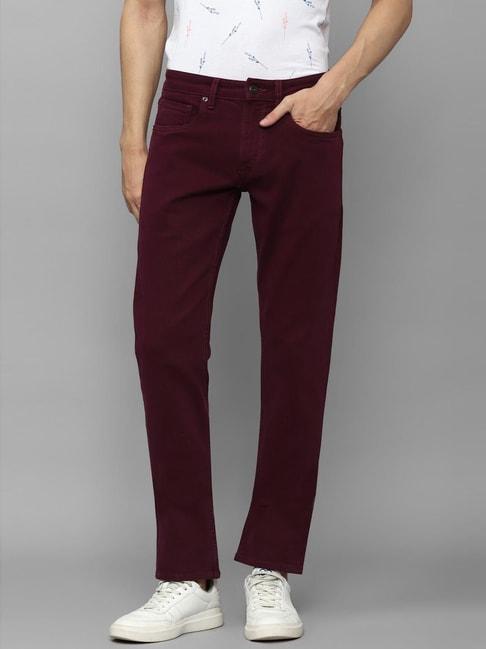 louis philippe jeans maroon slim fit jeans