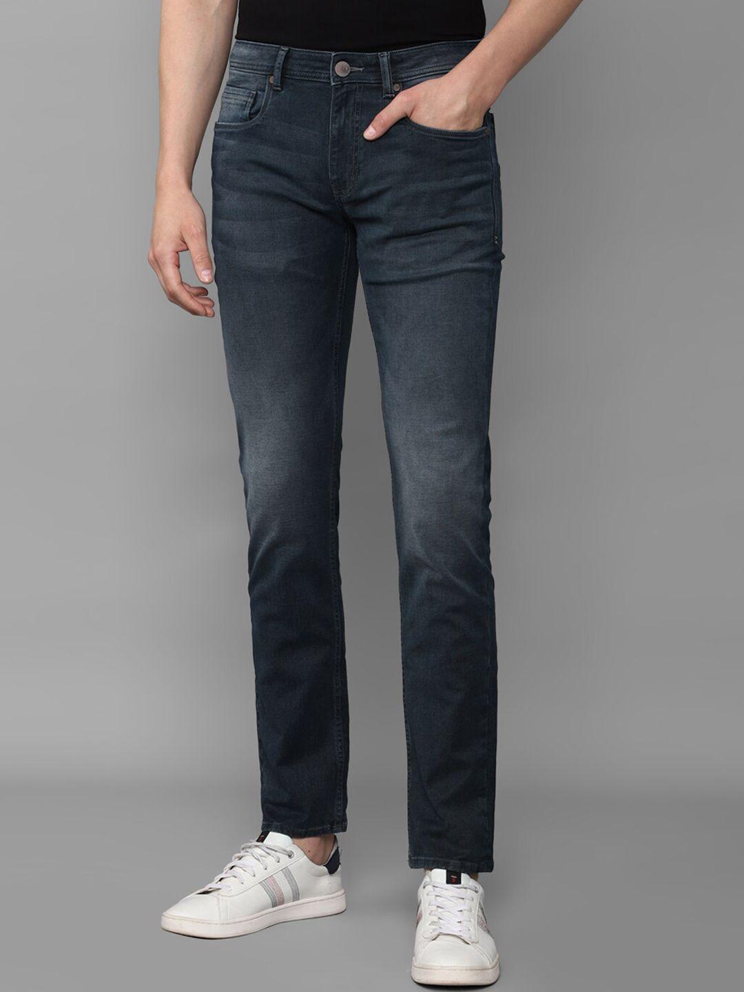 louis philippe jeans men navy blue slim fit light fade jeans