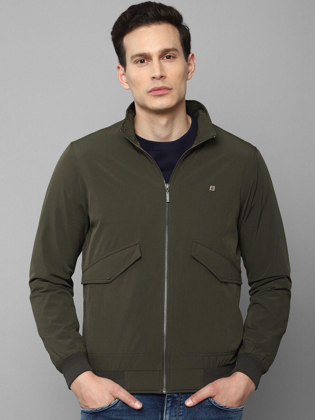 louis philippe jeans men olive green bomber jacket