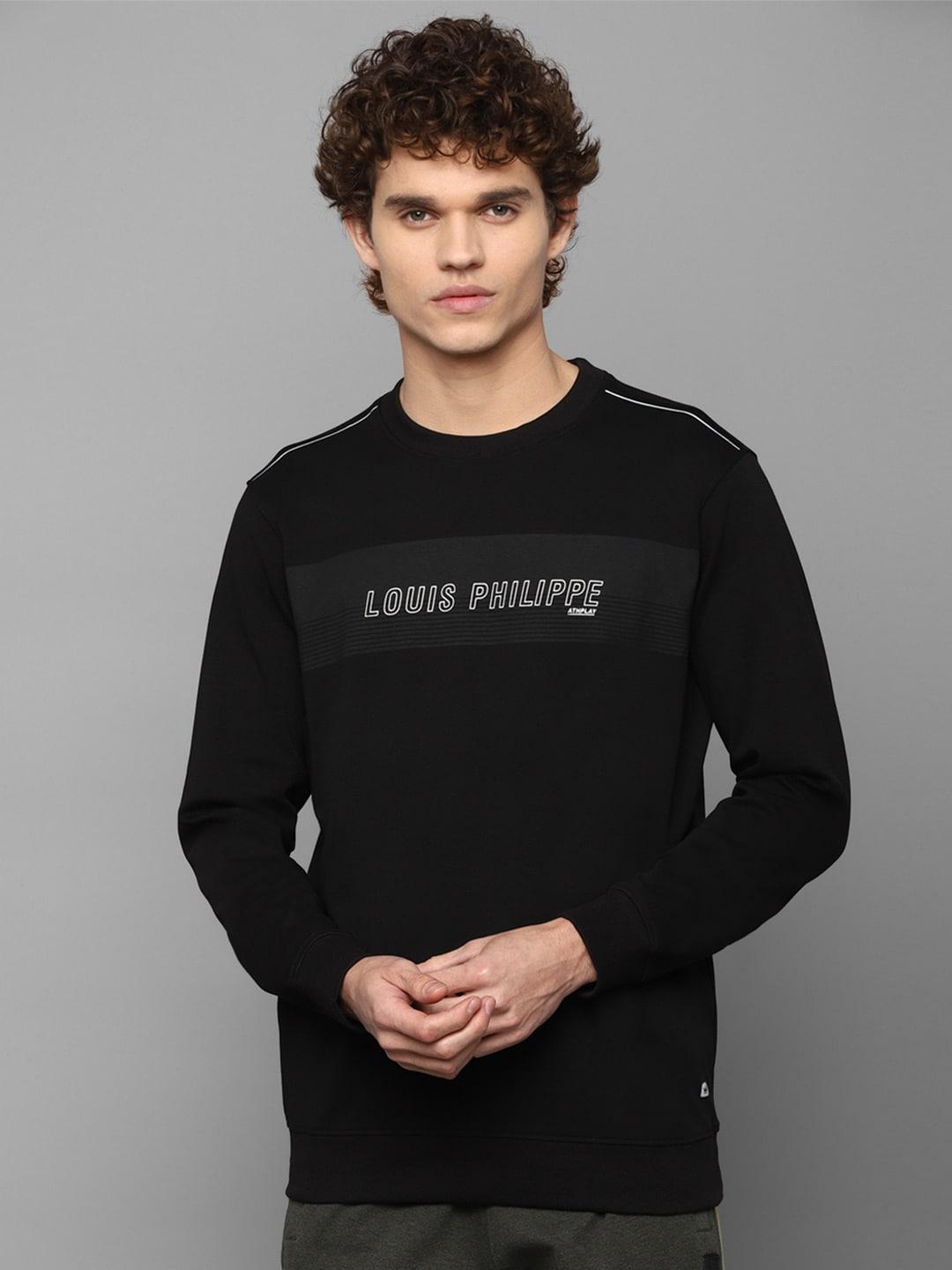 louis philippe men black printed sweatshirt