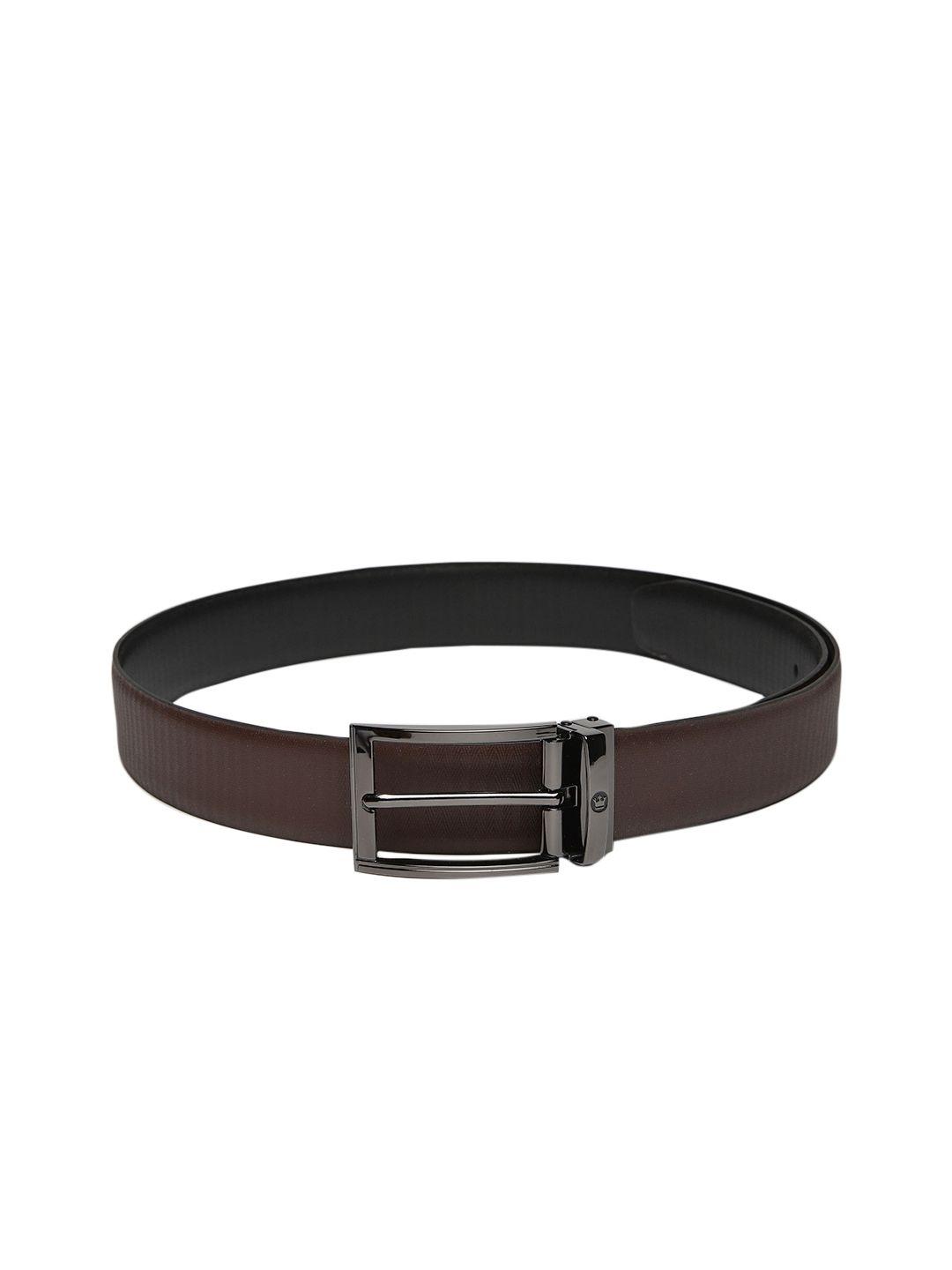 louis philippe men black textured leather reversible belt