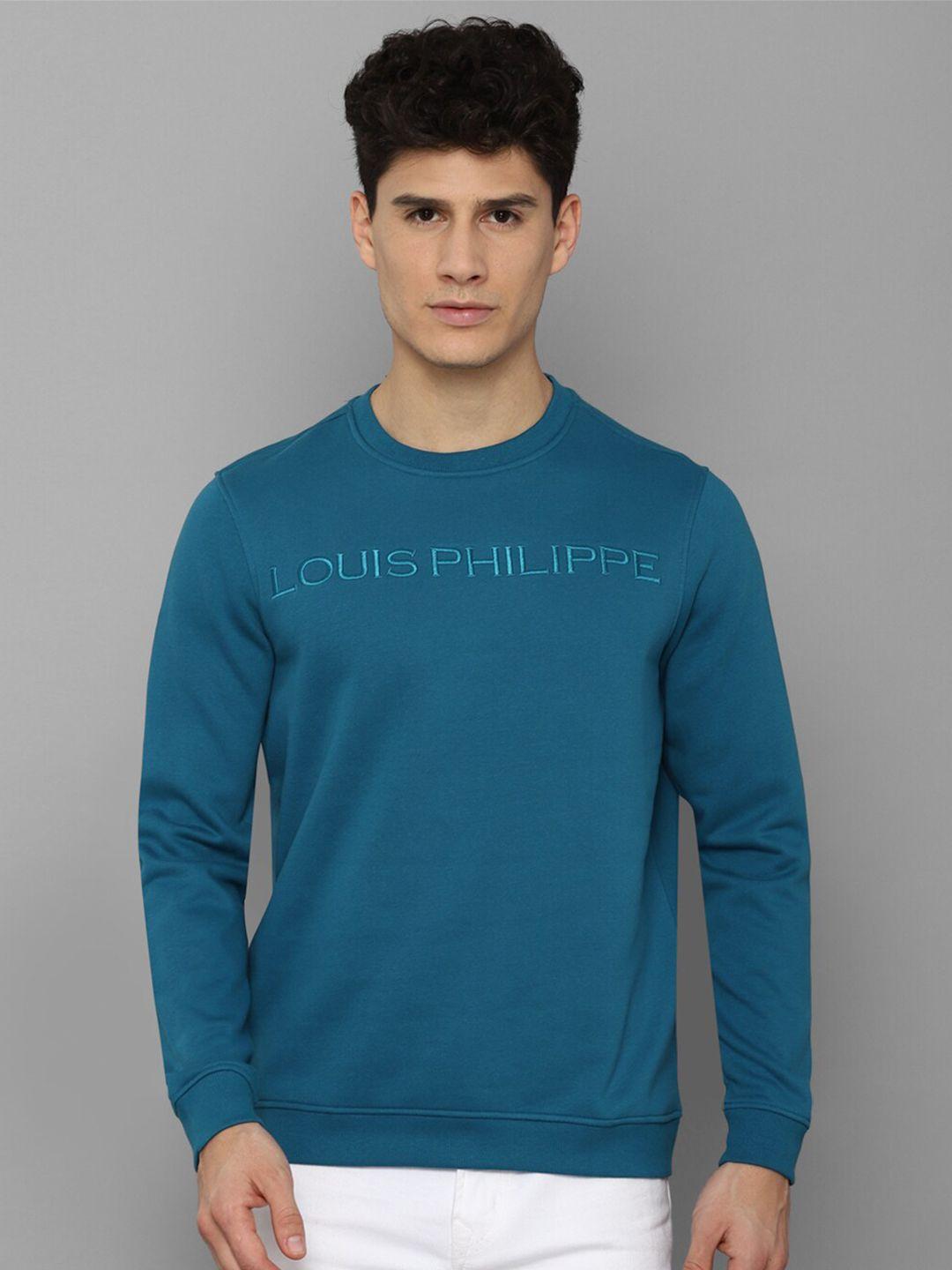 louis philippe men blue printed sweatshirt
