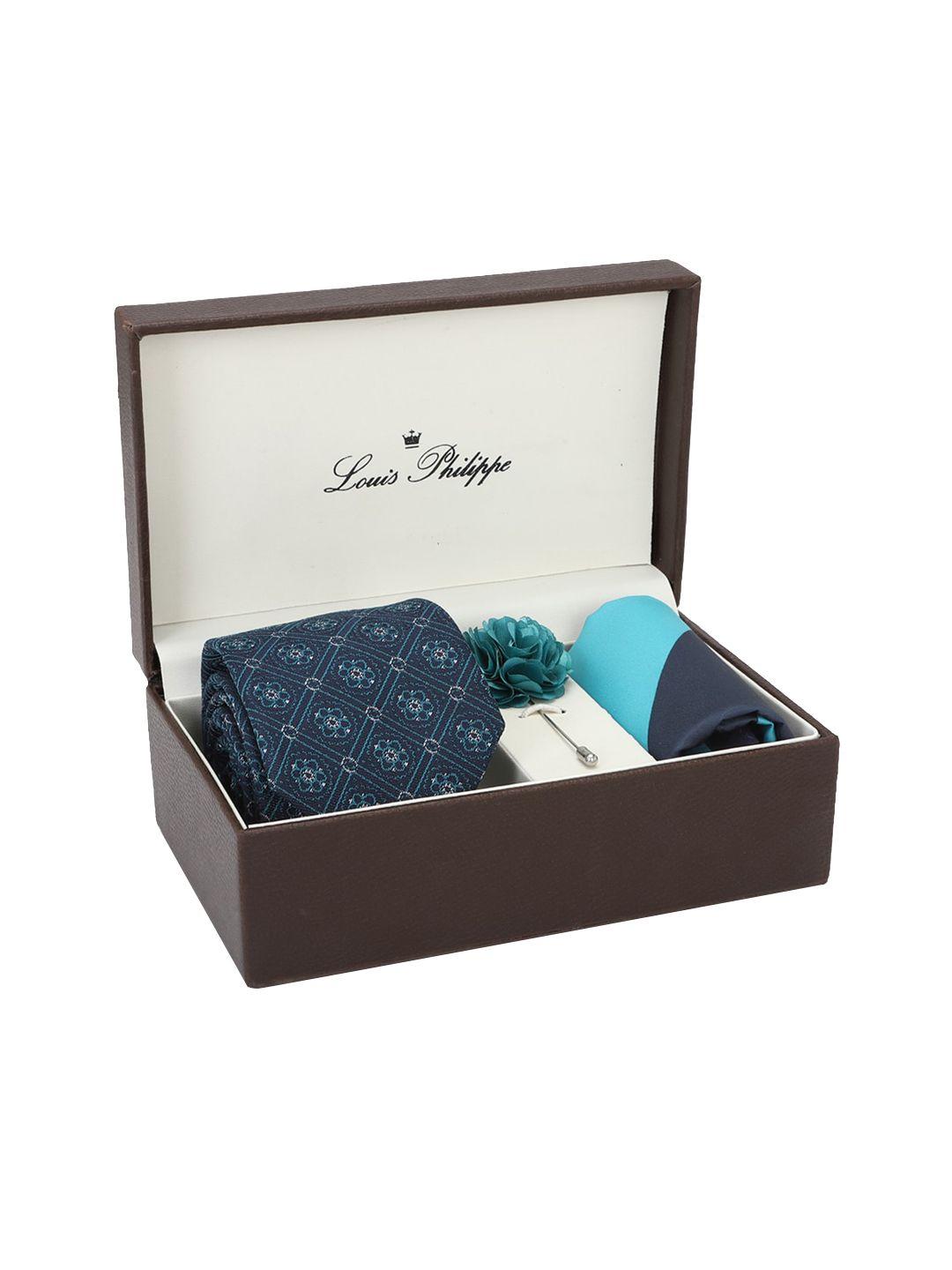 louis philippe men blue solid accessory gift set