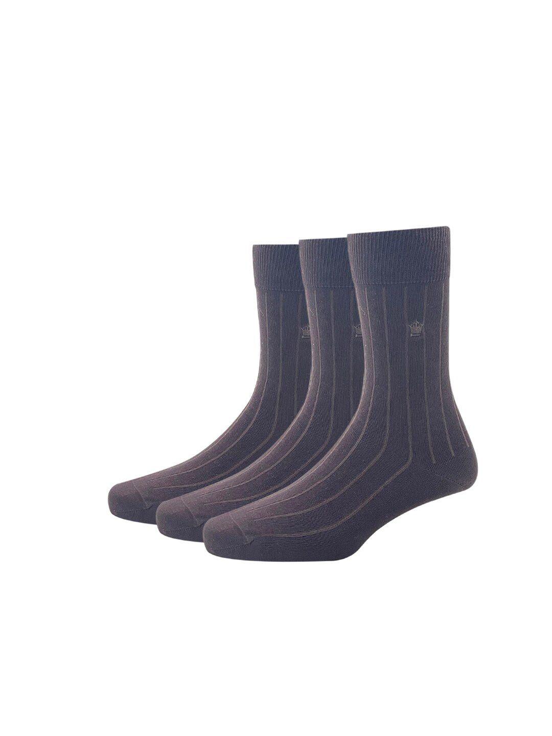 louis philippe men brown pack of 3 solid calf length socks