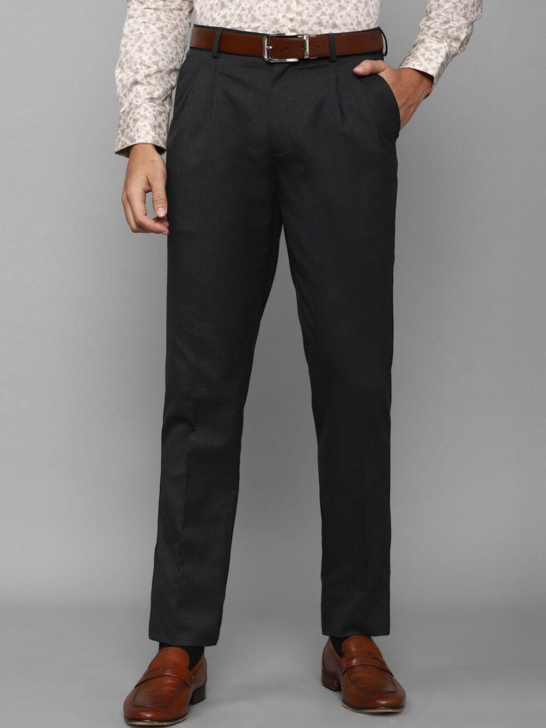 louis philippe men charcoal pleated trousers