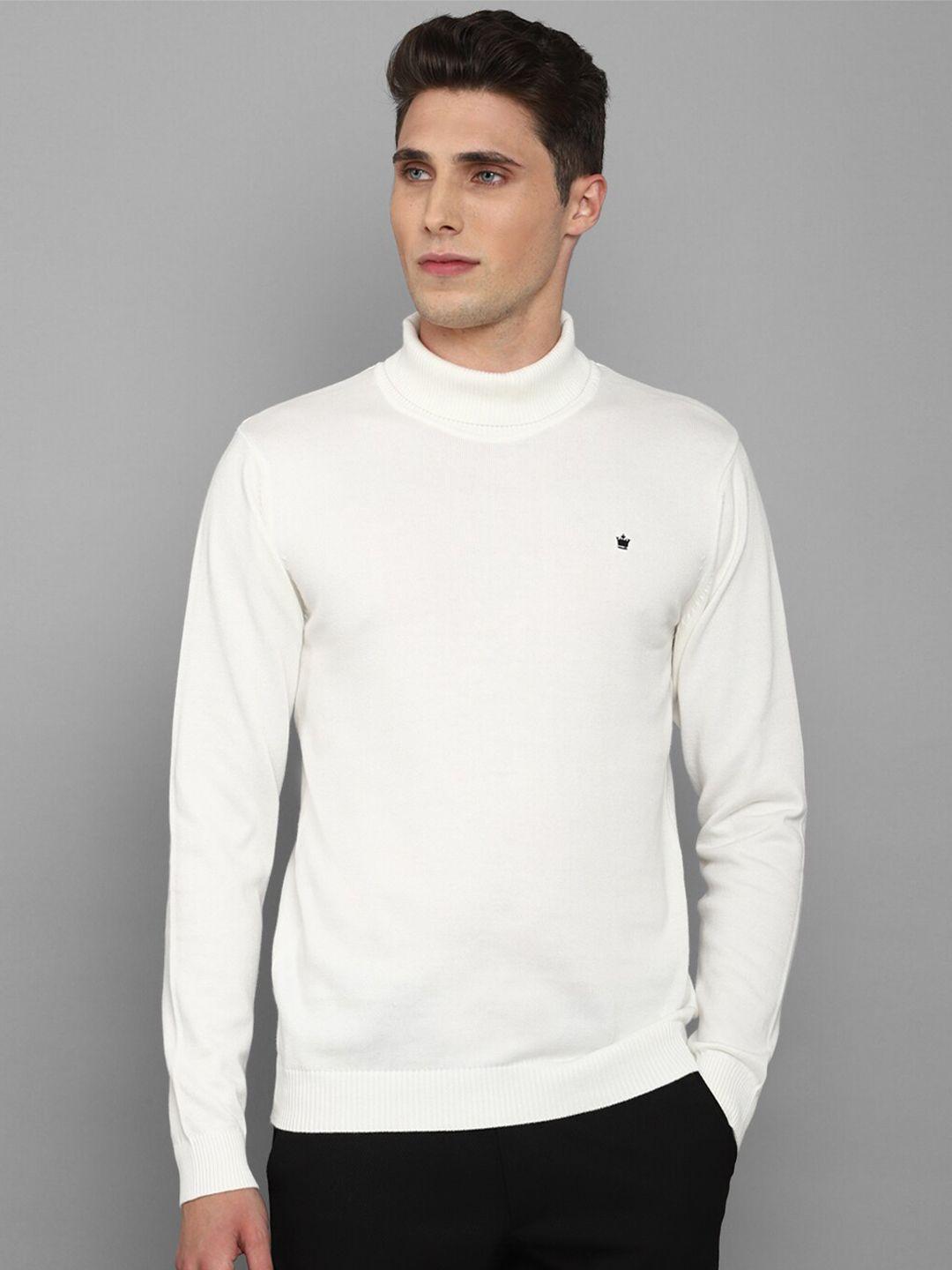 louis philippe men cream-coloured pullover with fuzzy detail