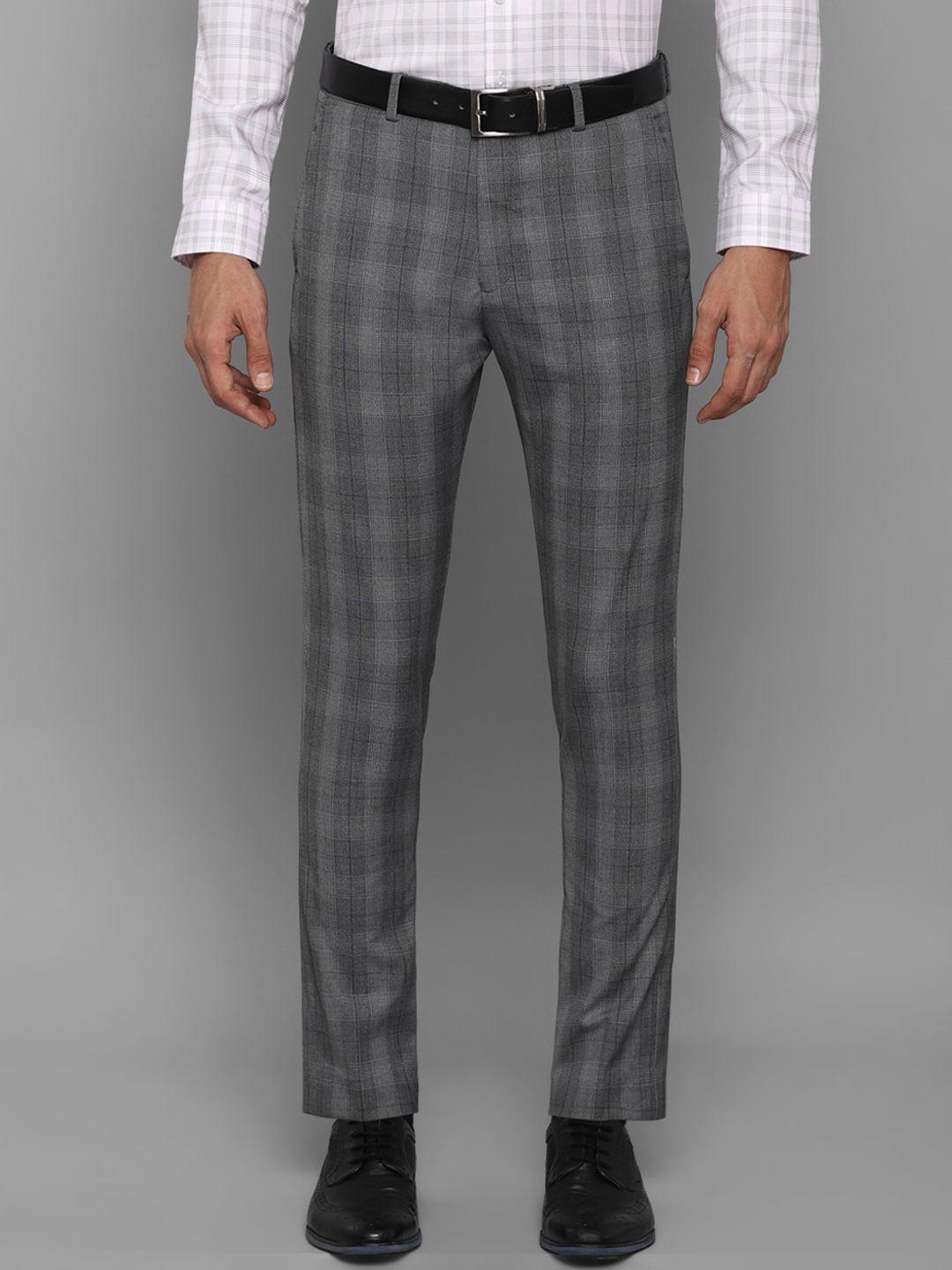 louis philippe men grey checked trousers