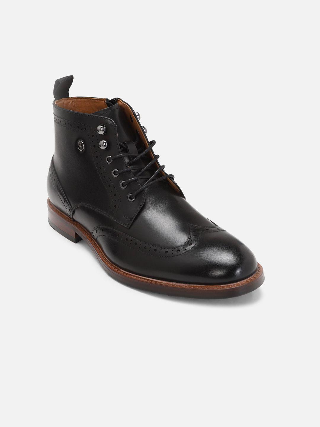 louis philippe men mid-top lace-up leather boots