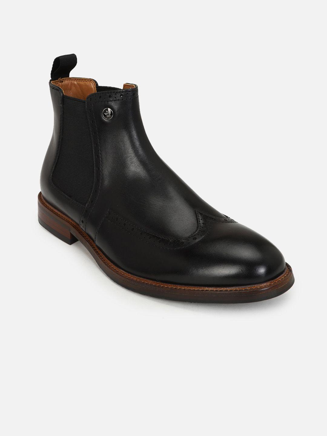 louis philippe men mid-top leather chelsea boots