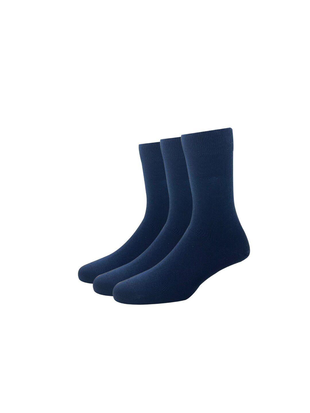 louis philippe men navy blue pack of 3 cotton full length socks