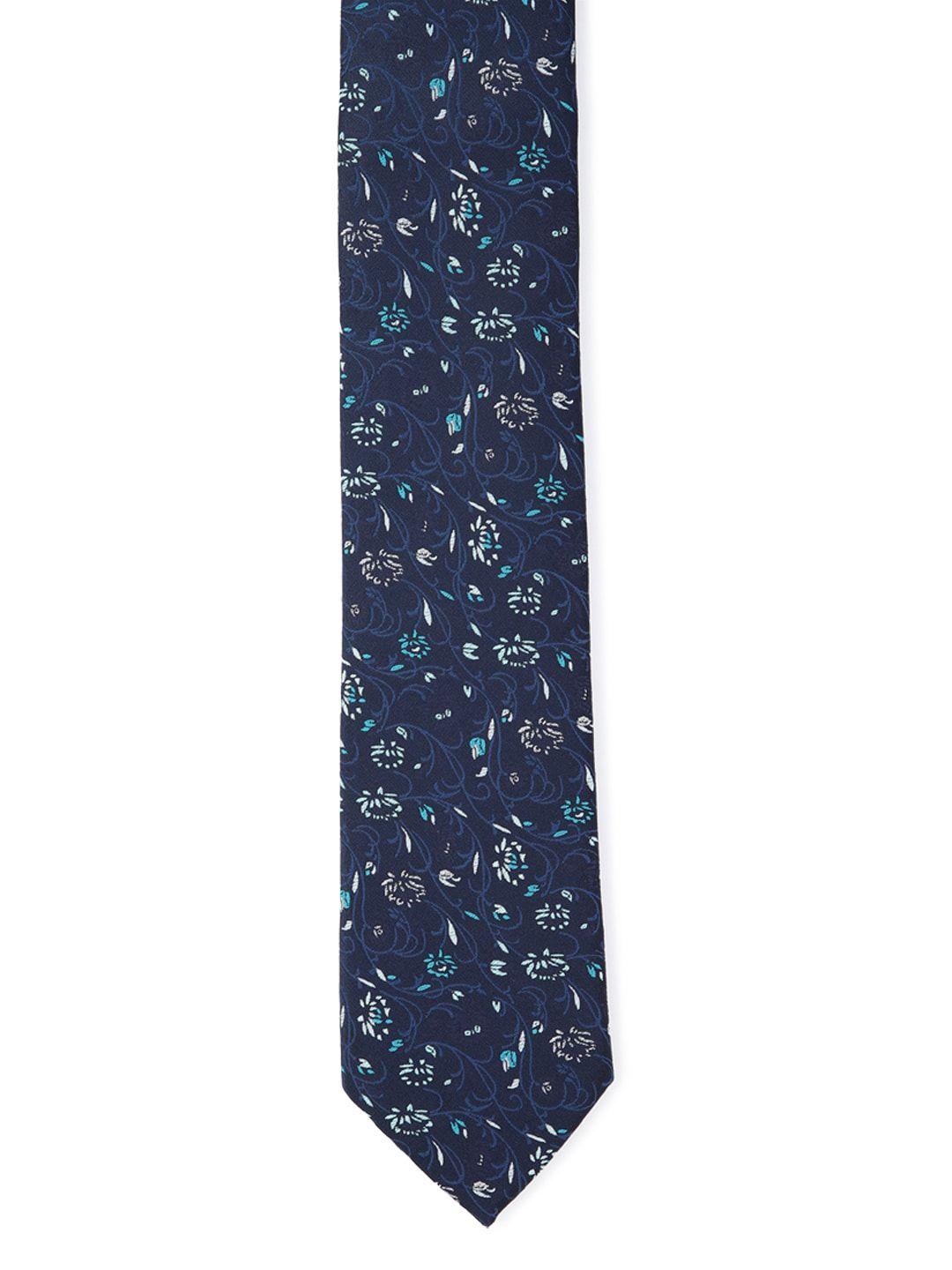 louis philippe men navy blue printed skinny tie