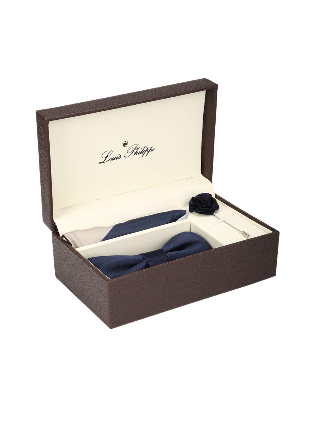 louis philippe men navy blue solid accessory gift set