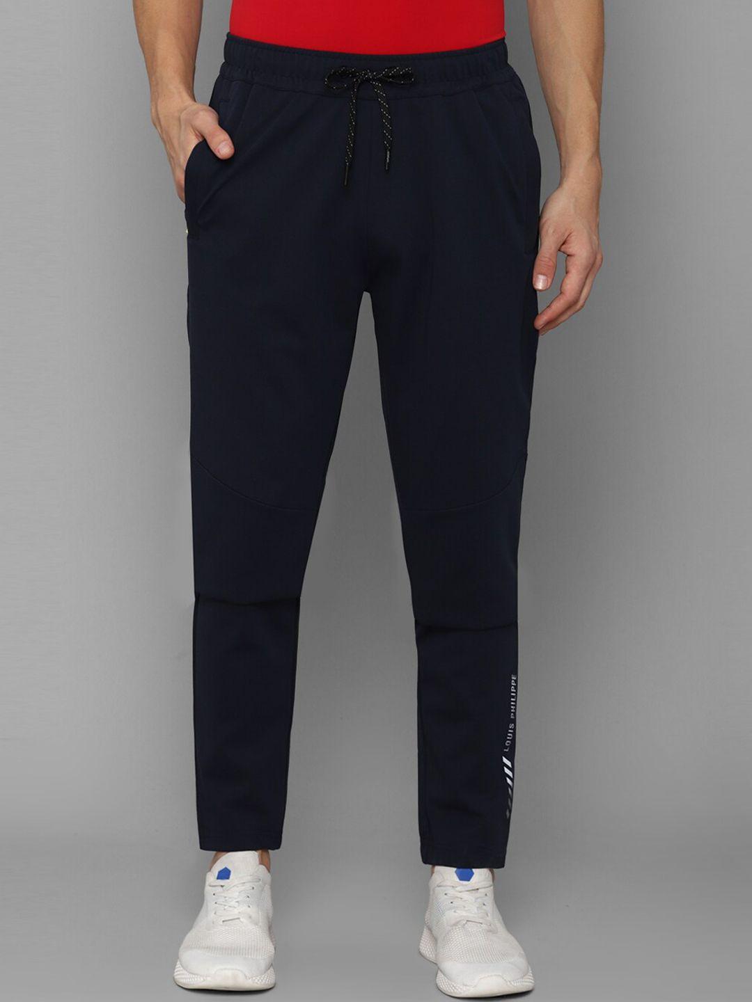 louis philippe men navy blue solid track pants