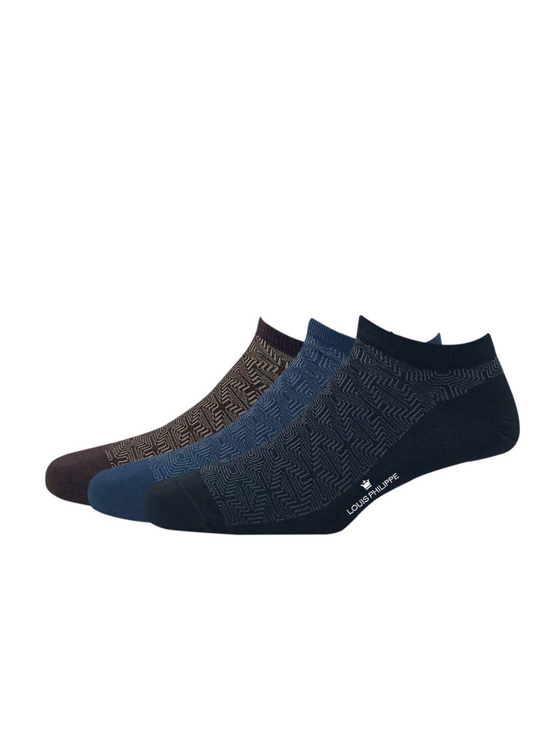 louis philippe men pack of 3 patterned ankle-length socks
