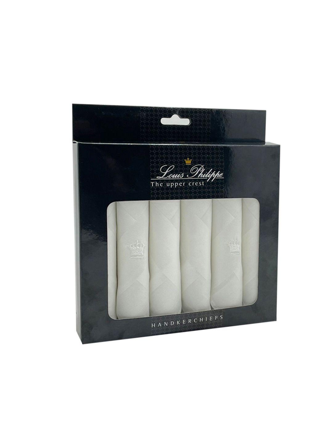 louis philippe men pack of 6 white cotton handkerchiefs