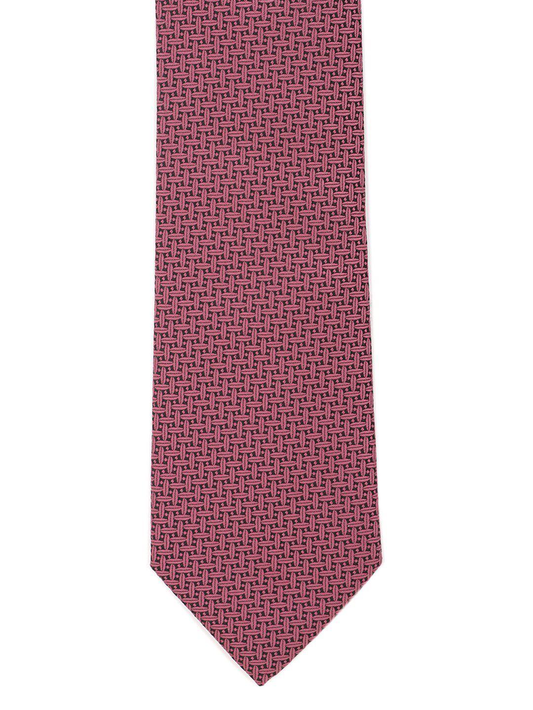 louis philippe men pink & black printed broad tie