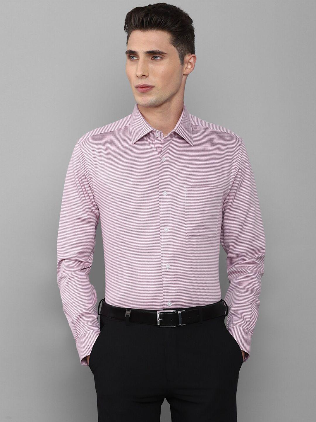 louis philippe men pink horizontal stripes checked formal cotton shirt