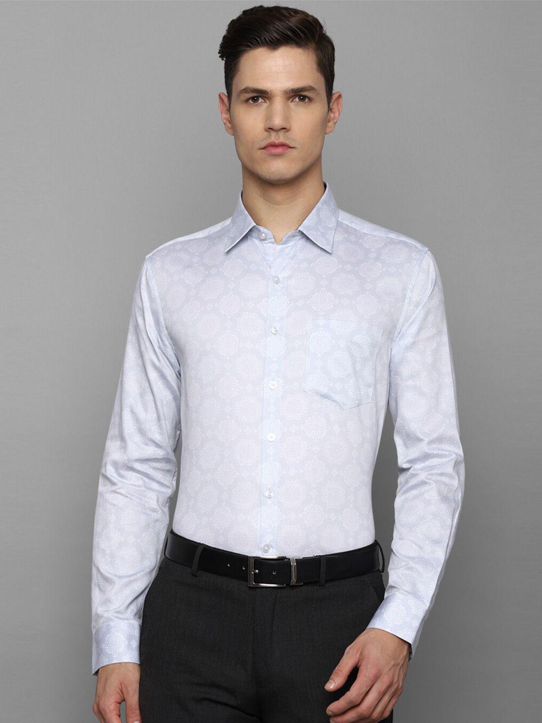 louis philippe men pure cotton white slim fit printed formal shirt