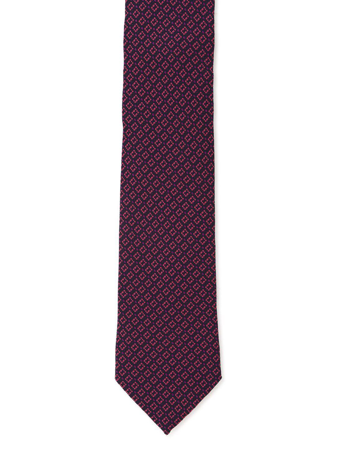 louis philippe men purple & peach-coloured printed broad tie