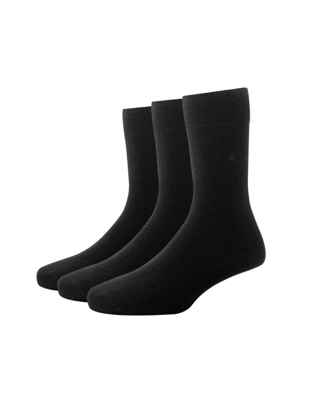 louis philippe men set of 3 black solid calf-length socks