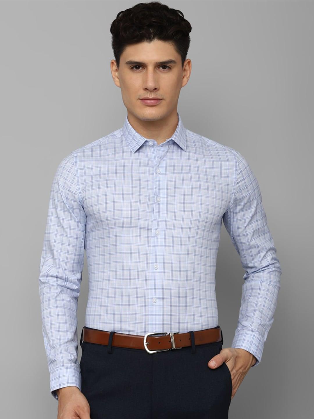 louis philippe men slim fit checked pure cotton formal shirt