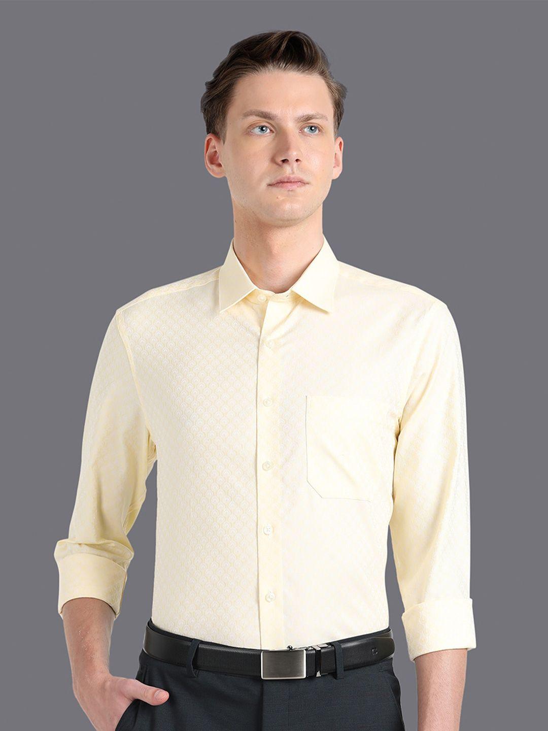 louis philippe men slim fit floral printed pure cotton formal shirt
