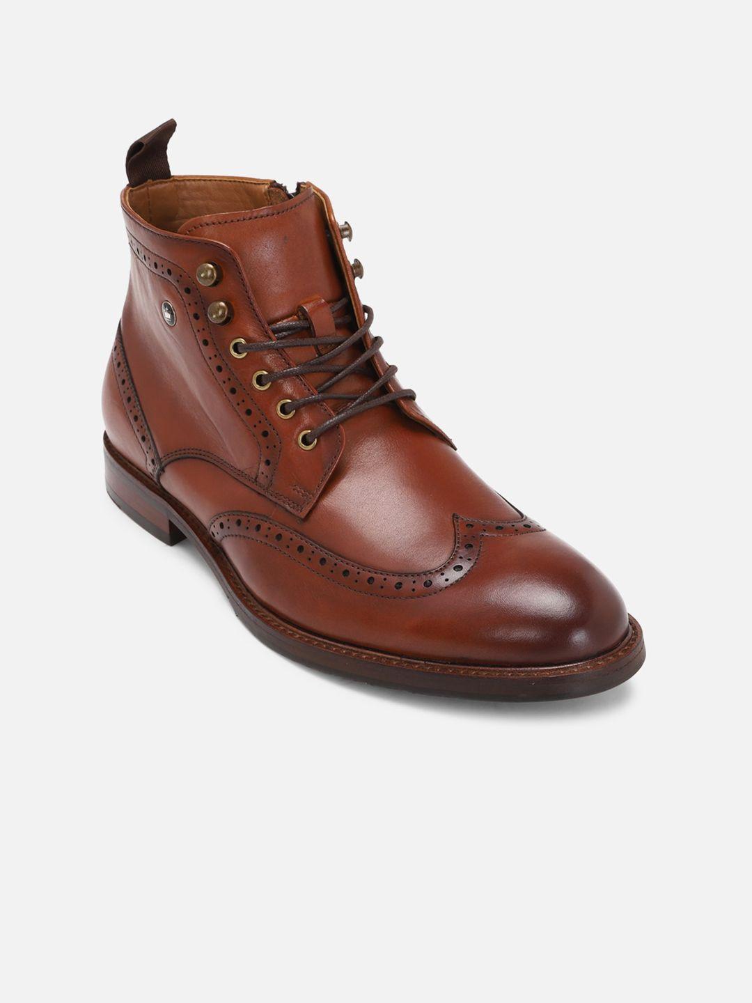 louis philippe men textured leather regular boots
