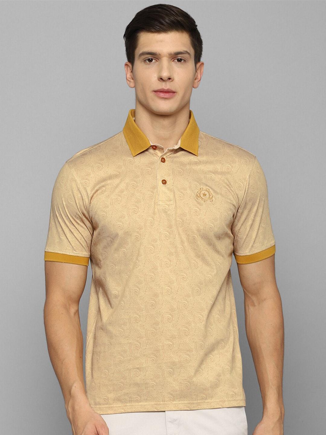 louis philippe men yellow polo collar cotton t-shirt