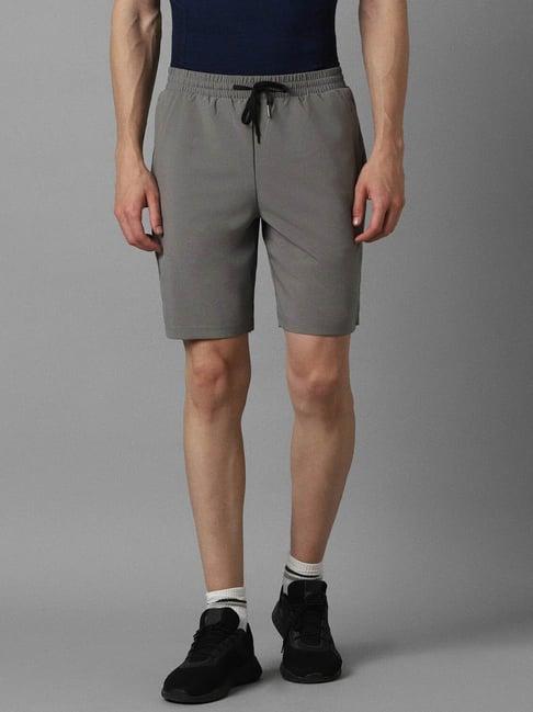 louis philippe mid grey slim fit shorts