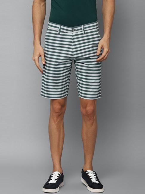 louis philippe navy cotton slim fit striped shorts