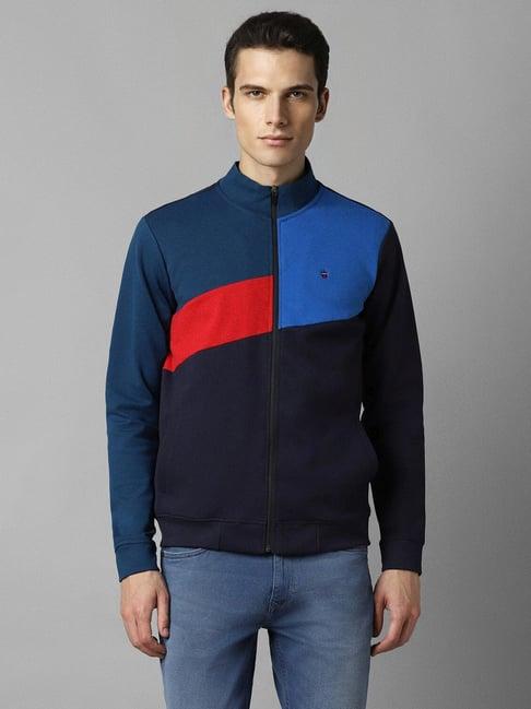 louis philippe navy regular fit colour block sweatshirt