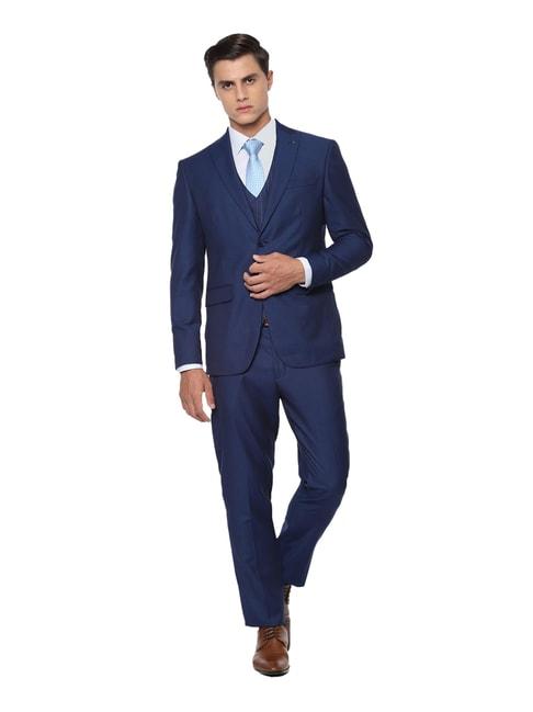 louis philippe navy slim fit three piece suit